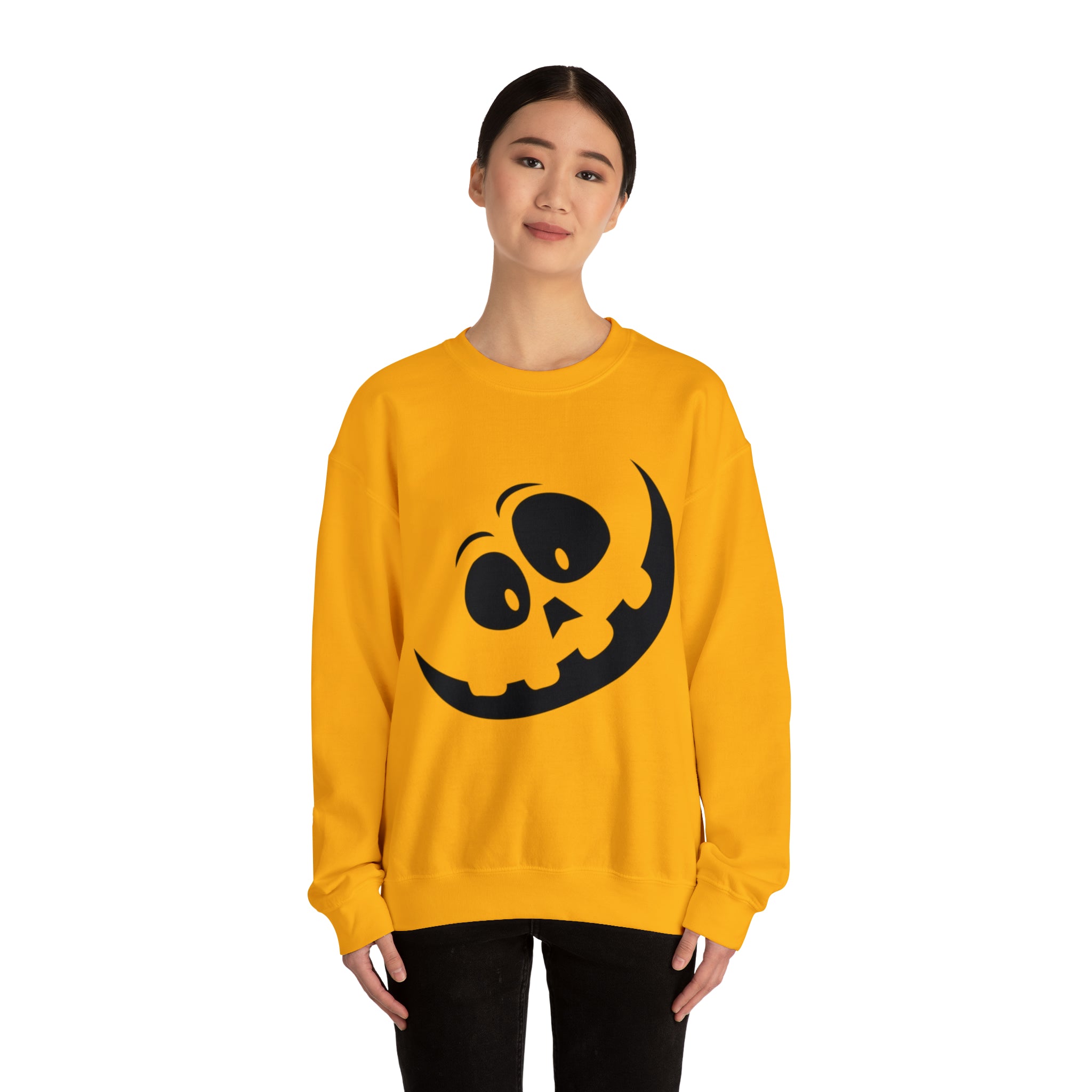Pumpkin Black Smile Unisex Heavy Blend™ Crewneck Sweatshirt
