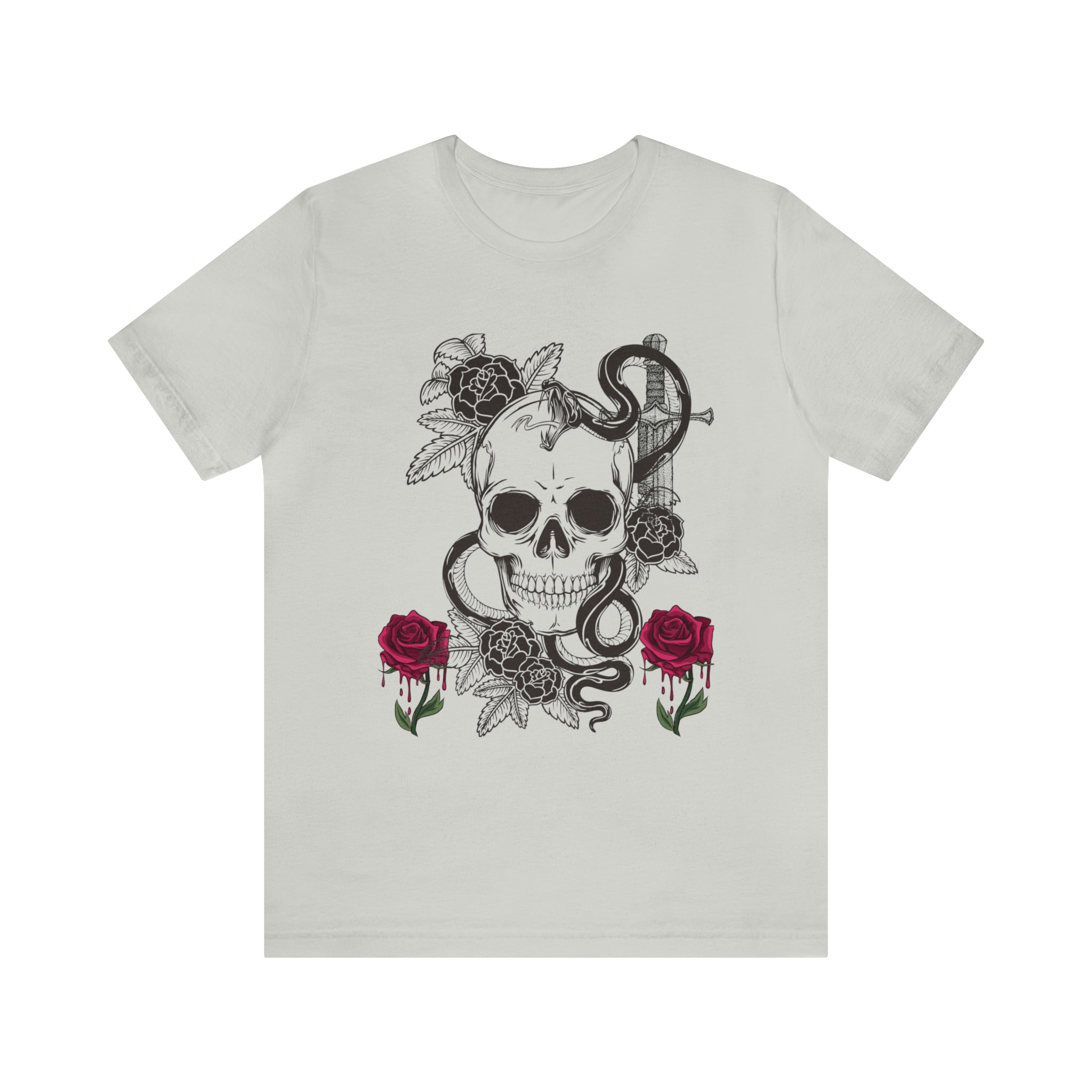 Skull Snake Swords and Roses Unisex Jersey Short Sleeve Tee