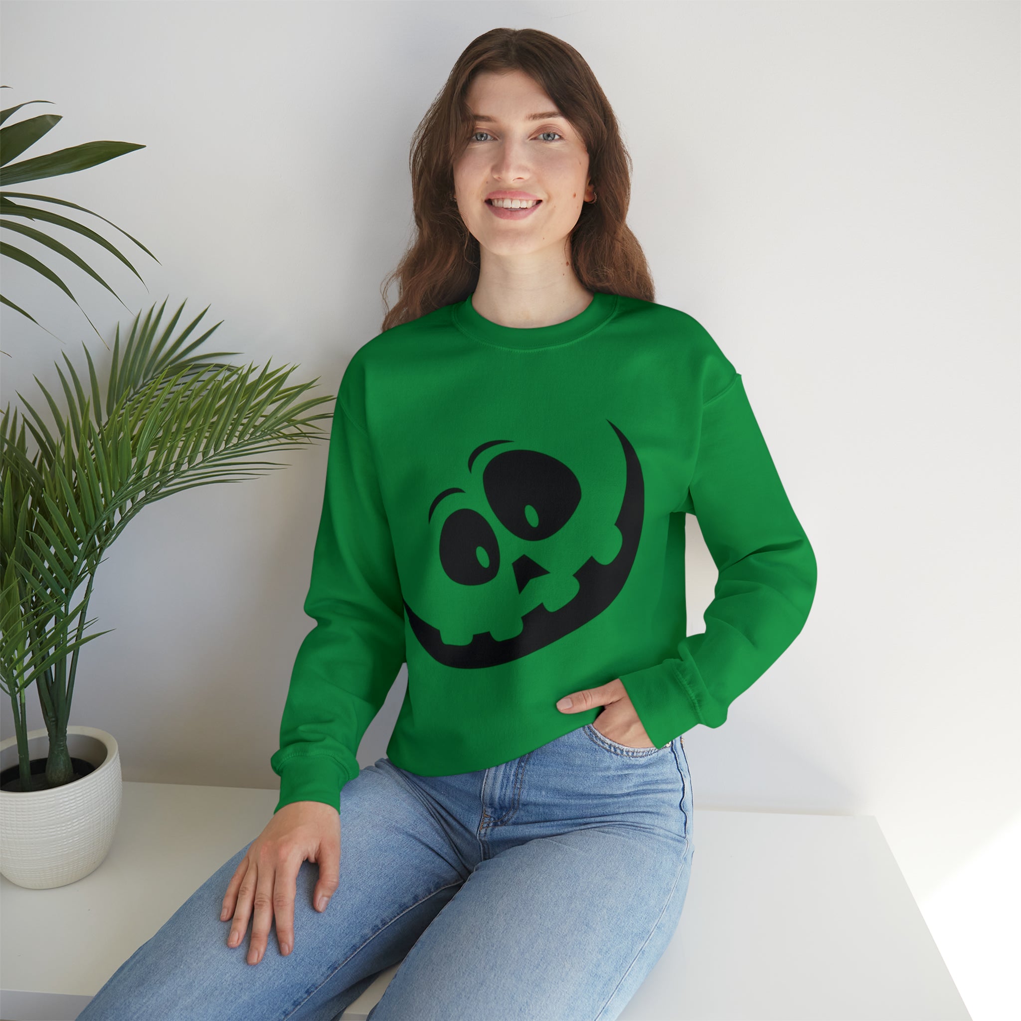Pumpkin Black Smile Unisex Heavy Blend™ Crewneck Sweatshirt
