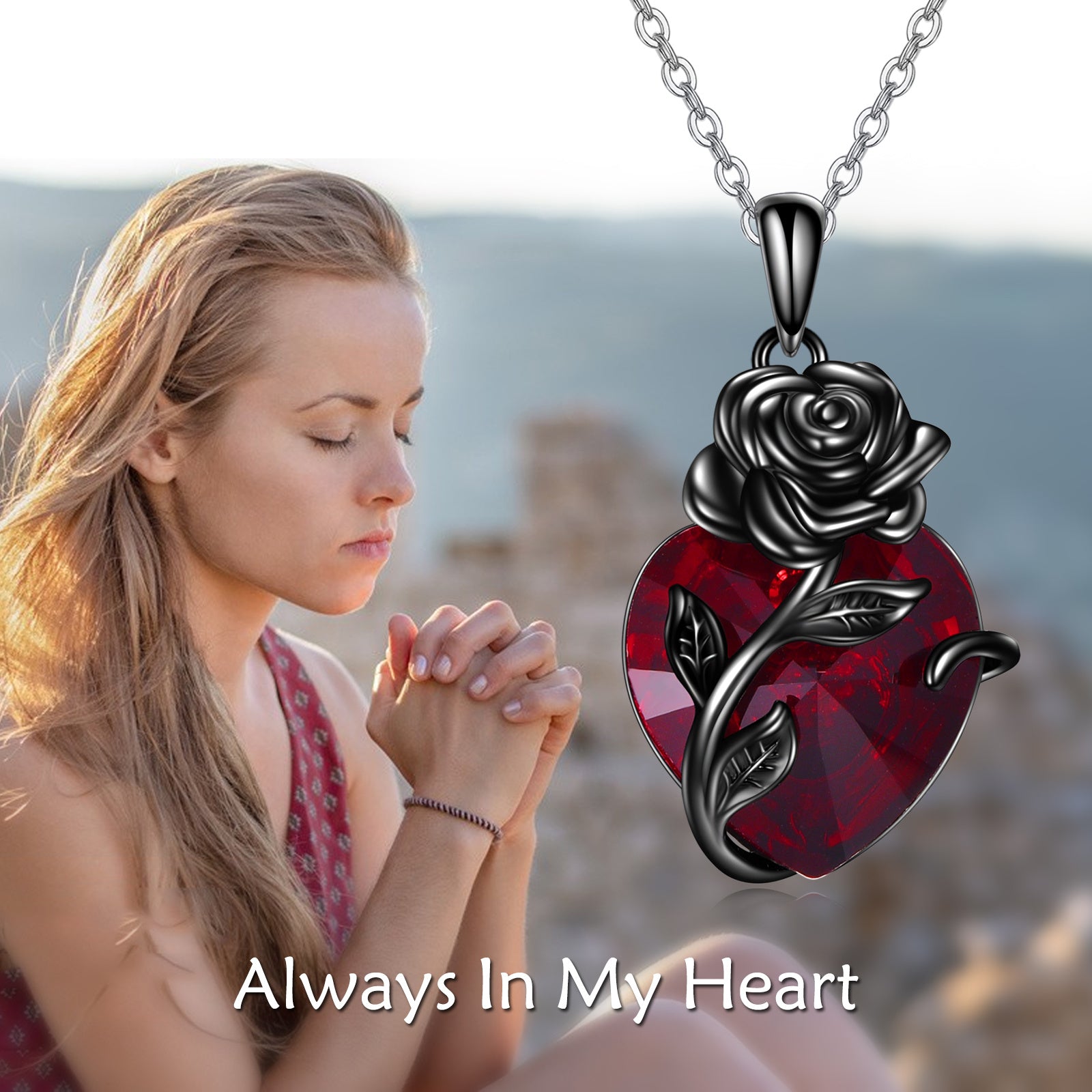 Sterling Silver Heart Rose Urn Necklace for Ashes Cremation Jewelry